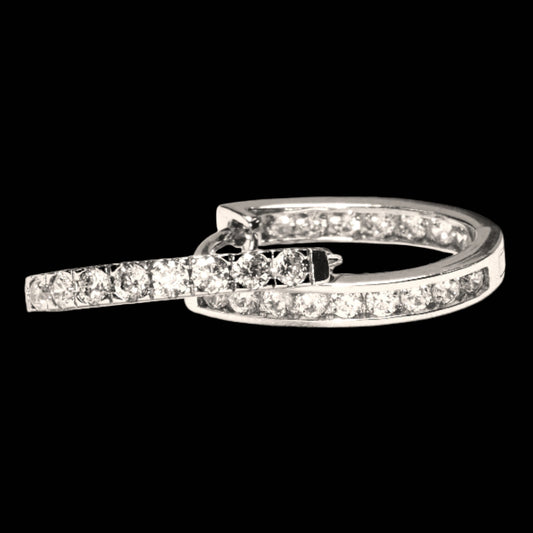 Pure Brilliance · Dangled Curved Moissanite Hoop Earrings · 15 mm · 925 Sterling Silver