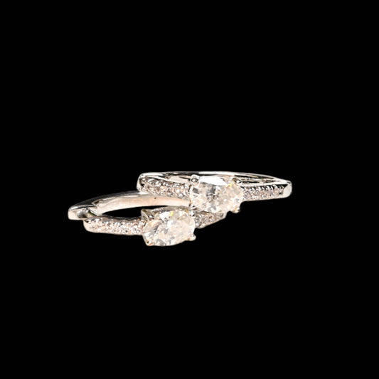 Halo Hoop · Moissanite Hoop Earrings · 18K White Gold Plated Brass