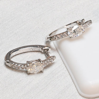 Halo Hoop · Moissanite Hoop Earrings · 18K White Gold Plated Brass