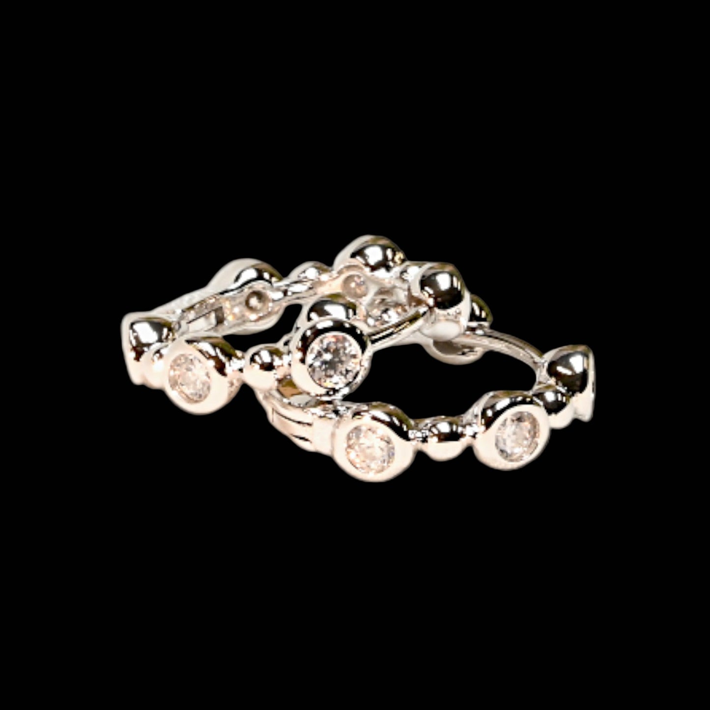 Halo Hoop · Bezeled Moissanite Hoop Earrings · 18K White Gold Plated Brass