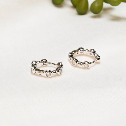 Halo Hoop · Bezeled Moissanite Hoop Earrings · 18K White Gold Plated Brass