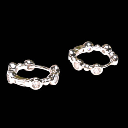 Halo Hoop · Bezeled Moissanite Hoop Earrings · 18K White Gold Plated Brass