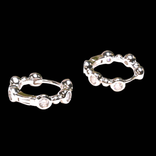 Halo Hoop · Bezeled Moissanite Hoop Earrings · 18K White Gold Plated Brass