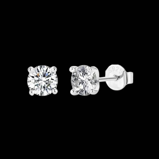 Pure Brilliance · 0.5ct Solitaire Moissanite Stud Earrings · Screw Back · Sterling Silver