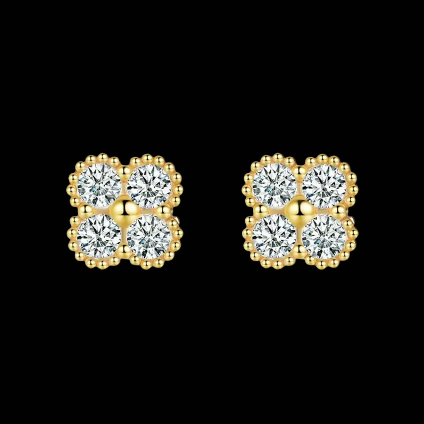 Ever-Bloom · 18k Gold Over Clover Moissanite Earrings · 925 Sterling Silver