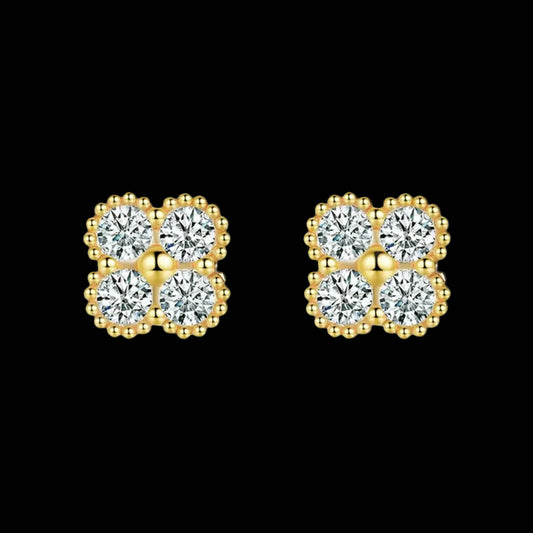 Ever-Bloom · 18k Gold Over Clover Moissanite Earrings · 925 Sterling Silver