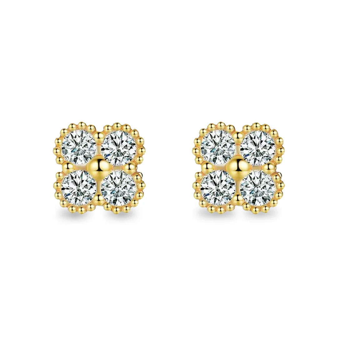 Ever-Bloom · 18k Gold Over Clover Moissanite Earrings · 925 Sterling Silver