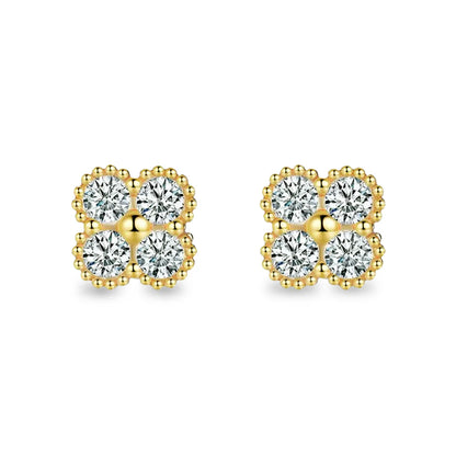 Ever-Bloom · 18k Gold Over Clover Moissanite Earrings · 925 Sterling Silver