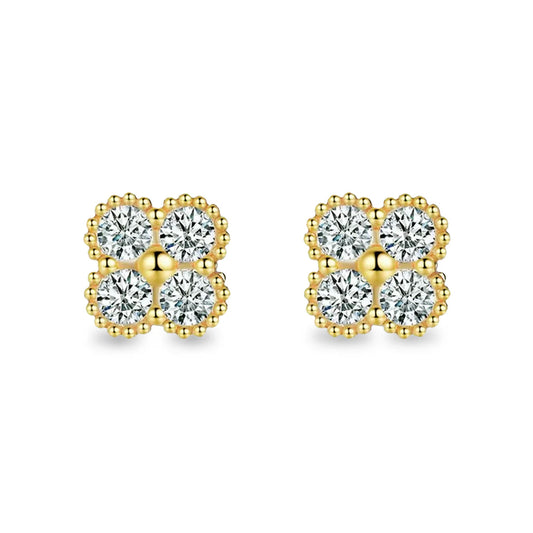 Ever-Bloom · 18k Gold Over Clover Moissanite Earrings · 925 Sterling Silver