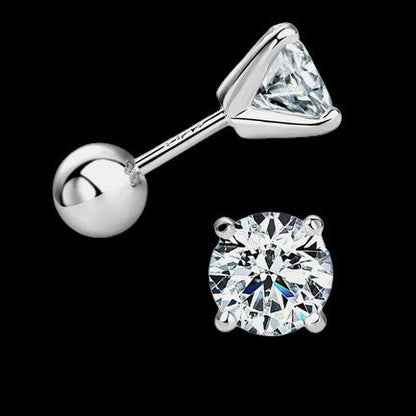 Pure Brilliance · 1ct Moissanite Stud Ball Earrings · Screw Back · Sterling Silver