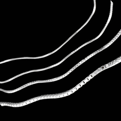Essential Elegance · Box Chain · Sterling Silver · 18in