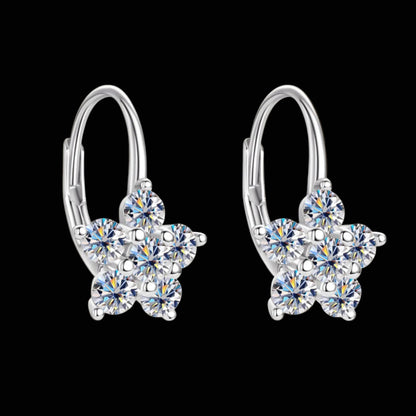 Ever-Bloom · Moissanite Dangle Flower/Star Earrings · 925 Sterling Silver