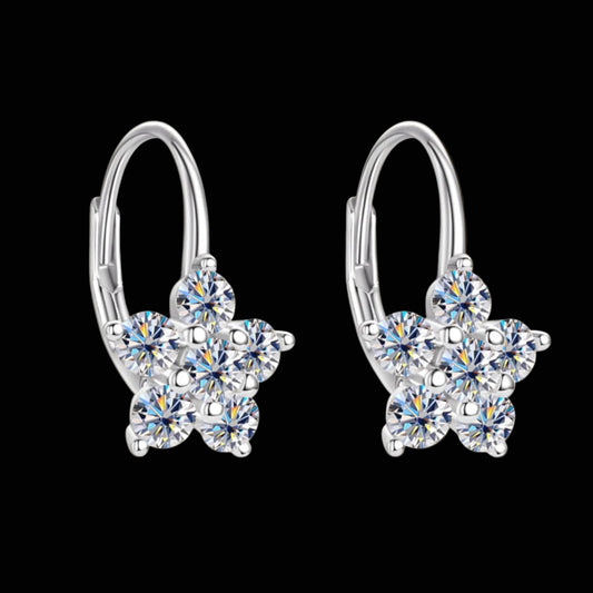 Ever-Bloom · Moissanite Dangle Flower/Star Earrings · 925 Sterling Silver