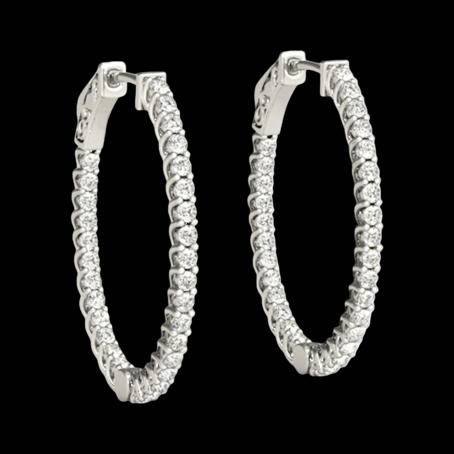 Pure Brilliance · 2.41 ct Moissanite Tennis Design Hoop Earrings · 925 Sterling Silver