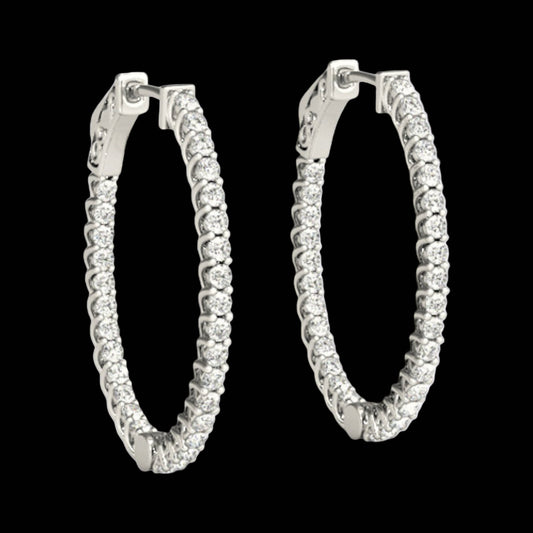 Pure Brilliance · 2.41 ct Moissanite Tennis Design Hoop Earrings · 925 Sterling Silver
