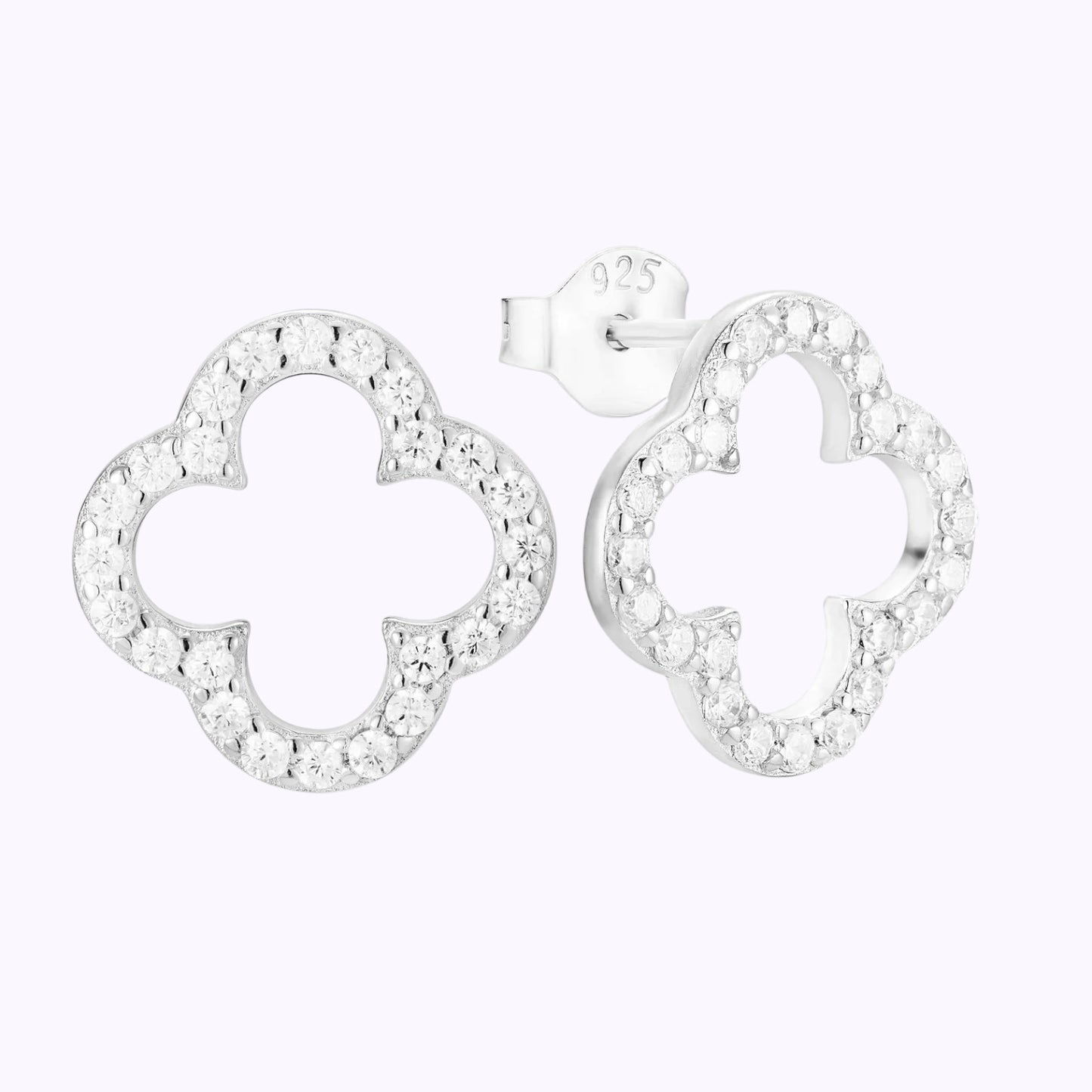 Ever-Bloom · Open Clover Moissanite Earrings · 10mm · Sterling Silver