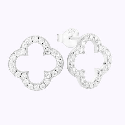 Ever-Bloom · Open Clover Moissanite Earrings · 10mm · Sterling Silver