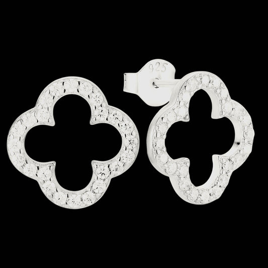 Ever-Bloom · Open Clover Moissanite Earrings · 10mm · Sterling Silver