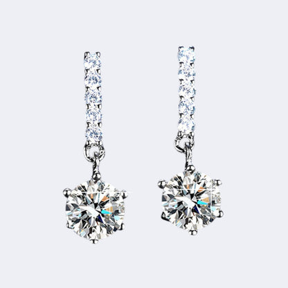 Pure Brilliance · 2ct Moissanite Dangle Earrings · Sterling Silver