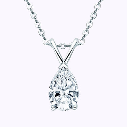 Pure Brilliance · 1.5 ct Pear-Shaped Solitaire Moissanite Pendant Necklace · 925 Sterling Silver · 16–18 in