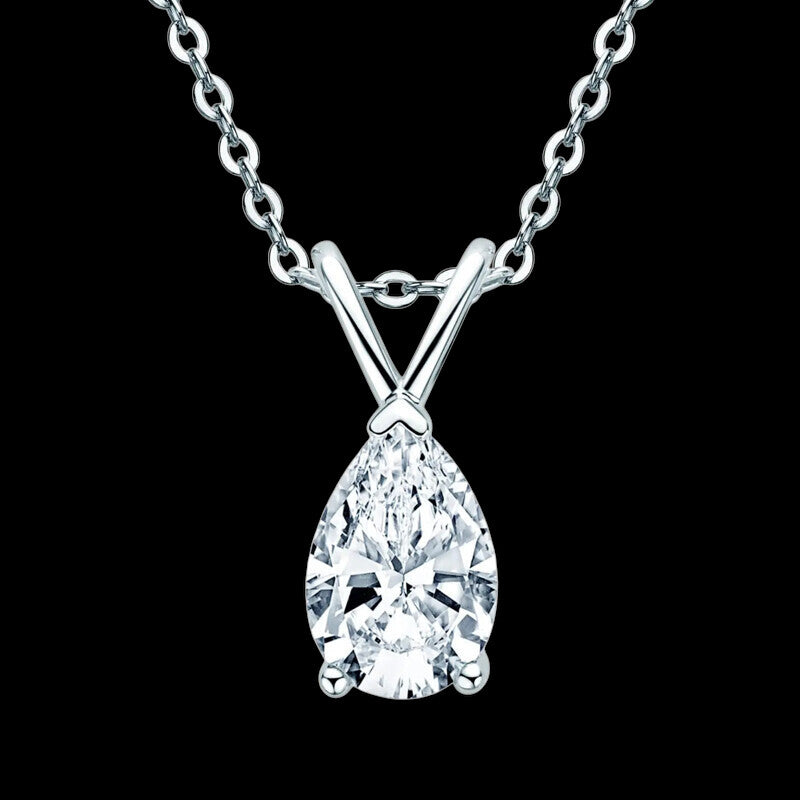 Pure Brilliance · 1.5 ct Pear-Shaped Solitaire Moissanite Pendant Necklace · 925 Sterling Silver · 16–18 in