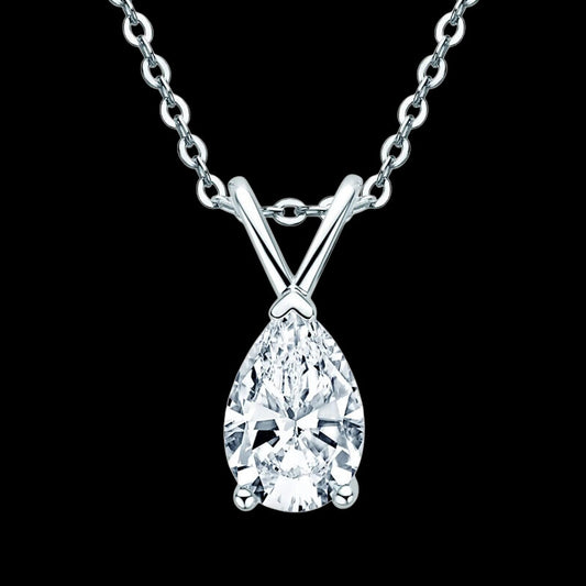 Pure Brilliance · 1.5 ct Pear-Shaped Solitaire Moissanite Pendant Necklace · 925 Sterling Silver · 16–18 in