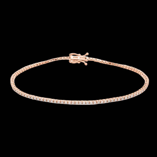 Eternal Glow · 2 mm / 6.5 in Rose Gold Moissanite Tennis Bracelet · 925 Sterling Silver